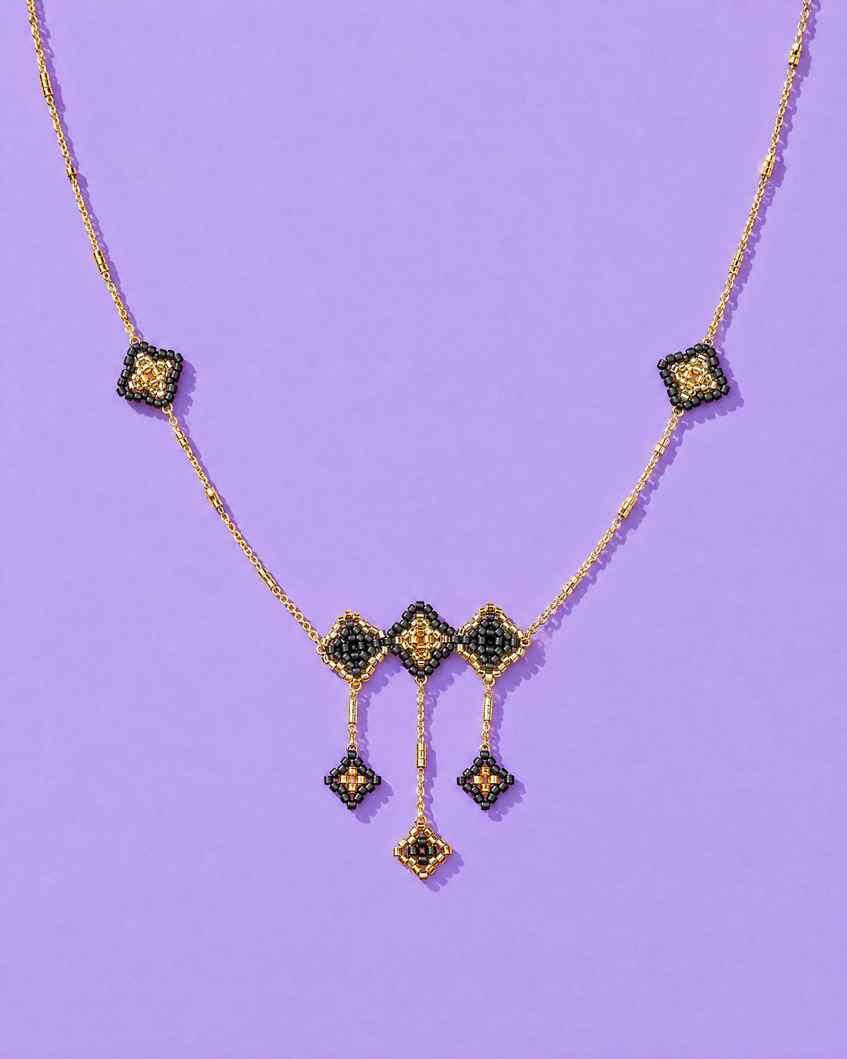 Black Rhombus Drop Pendant