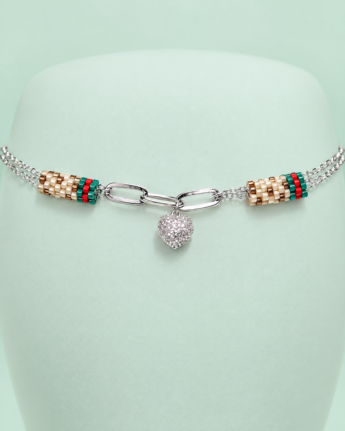 Paperclip Heart Charm Bracelet front view