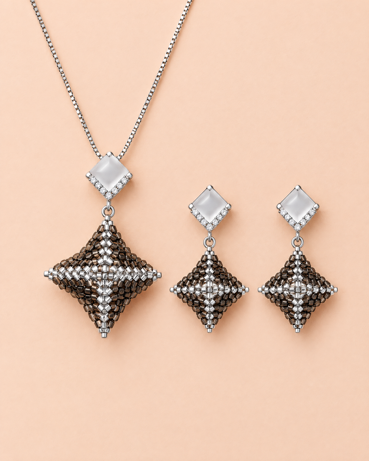 Smoky Star Pendant and earrings set