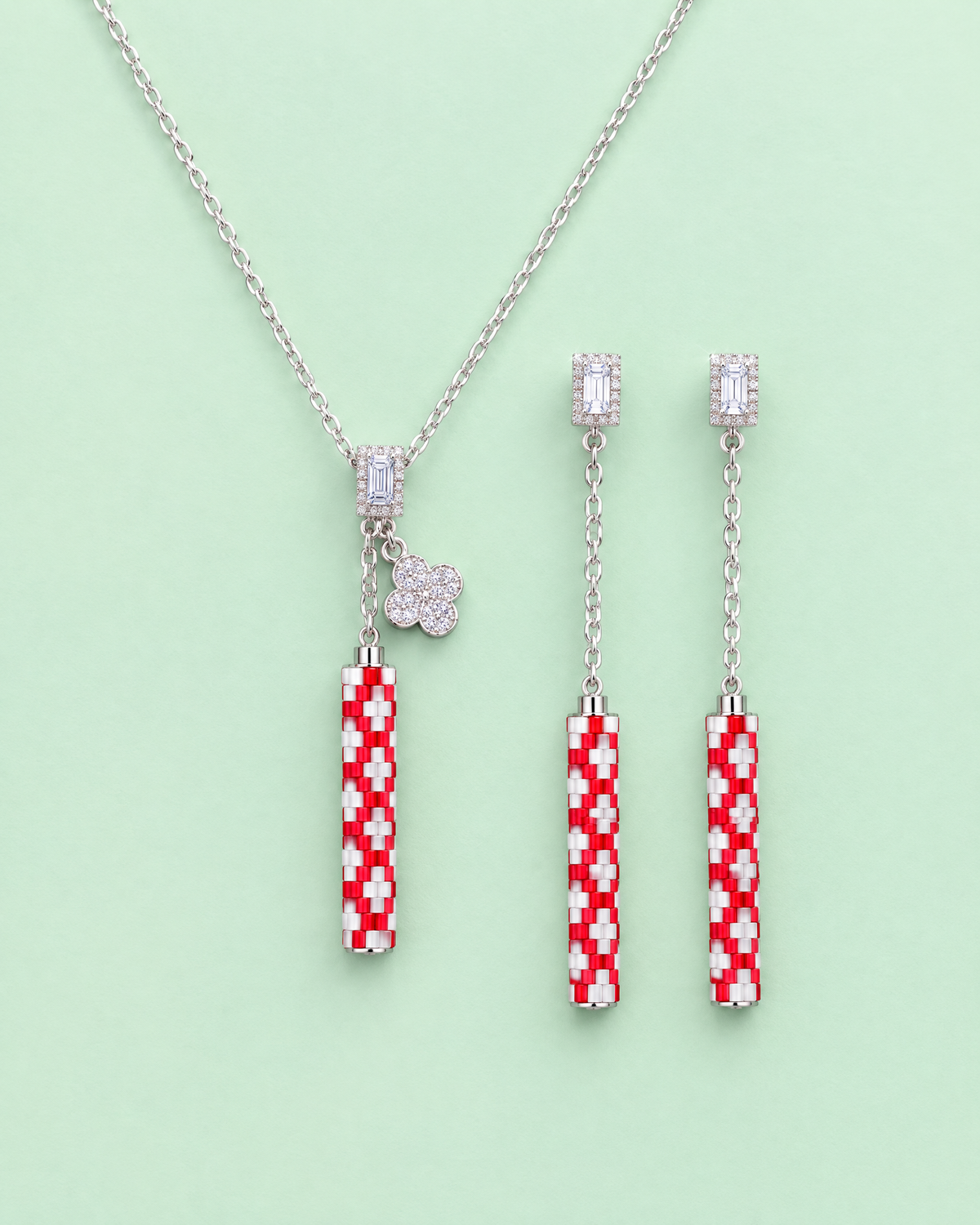 Candy Stripe Pendant and earrings set
