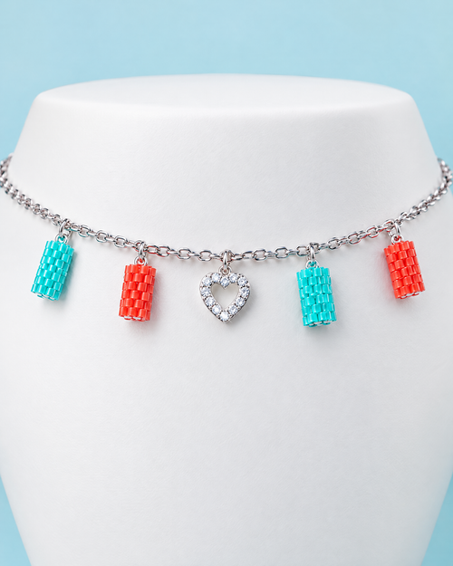 Turquoise Coral Charm Bracelet