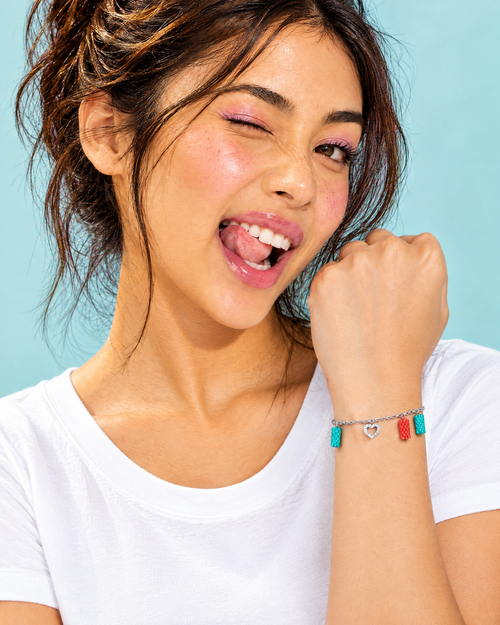 Turquoise Coral Charm Bracelet worn by model